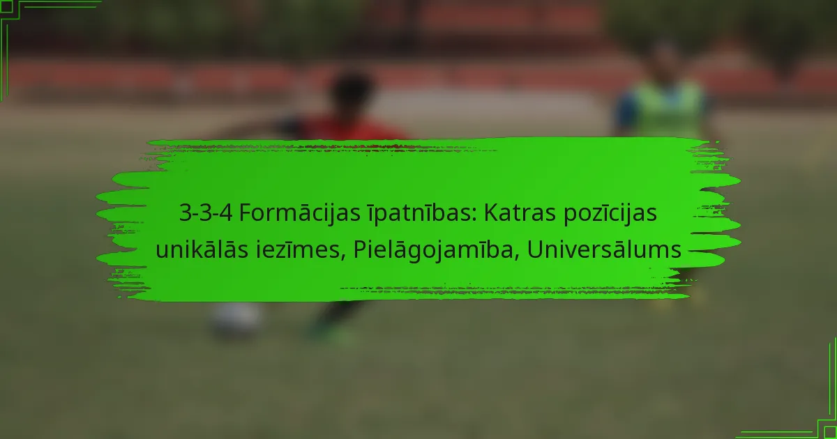 3-3-4 Formācijas īpatnības: Katras pozīcijas unikālās iezīmes, Pielāgojamība, Universālums