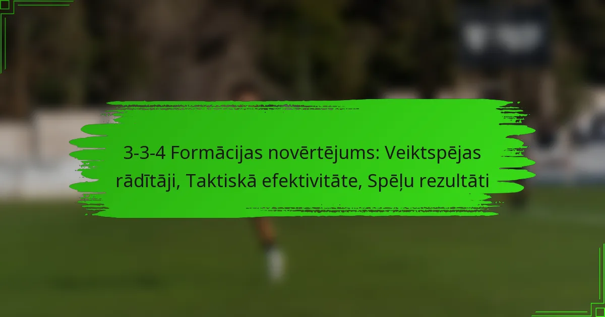 3-3-4 Formācijas novērtējums: Veiktspējas rādītāji, Taktiskā efektivitāte, Spēļu rezultāti
