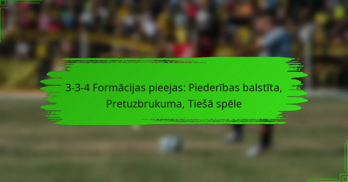 3-3-4 Formācijas pieejas: Piederības balstīta, Pretuzbrukuma, Tiešā spēle