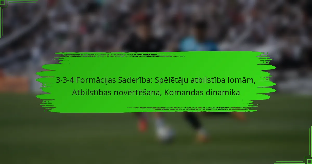 3-3-4 Formācijas Saderība: Spēlētāju atbilstība lomām, Atbilstības novērtēšana, Komandas dinamika