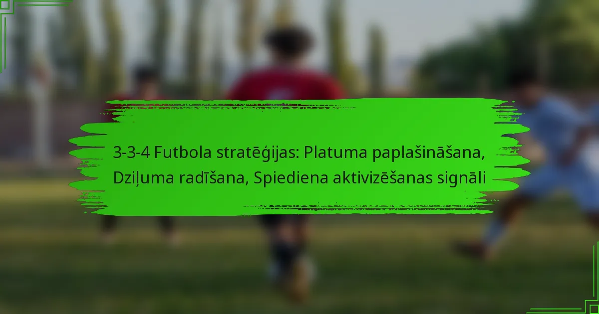3-3-4 Futbola stratēģijas: Platuma paplašināšana, Dziļuma radīšana, Spiediena aktivizēšanas signāli