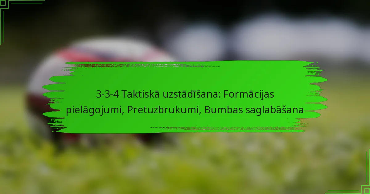 3-3-4 Taktiskā uzstādīšana: Formācijas pielāgojumi, Pretuzbrukumi, Bumbas saglabāšana