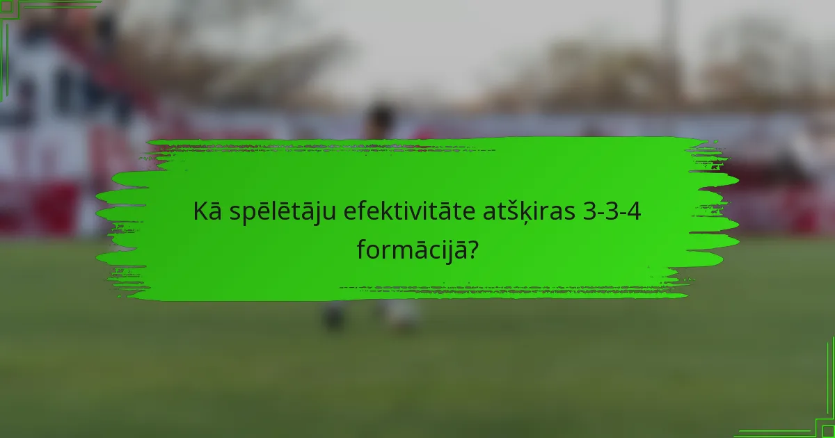 Kā spēlētāju efektivitāte atšķiras 3-3-4 formācijā?